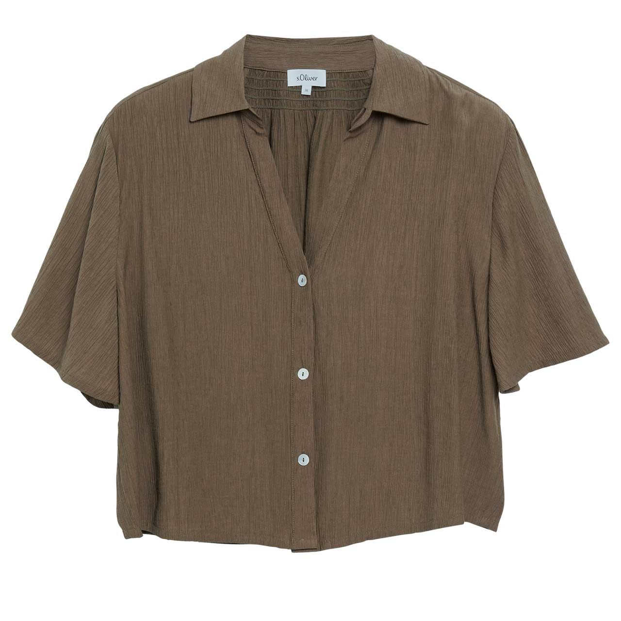 s.Oliver Damen Kurzarm Bluse teak brown structured