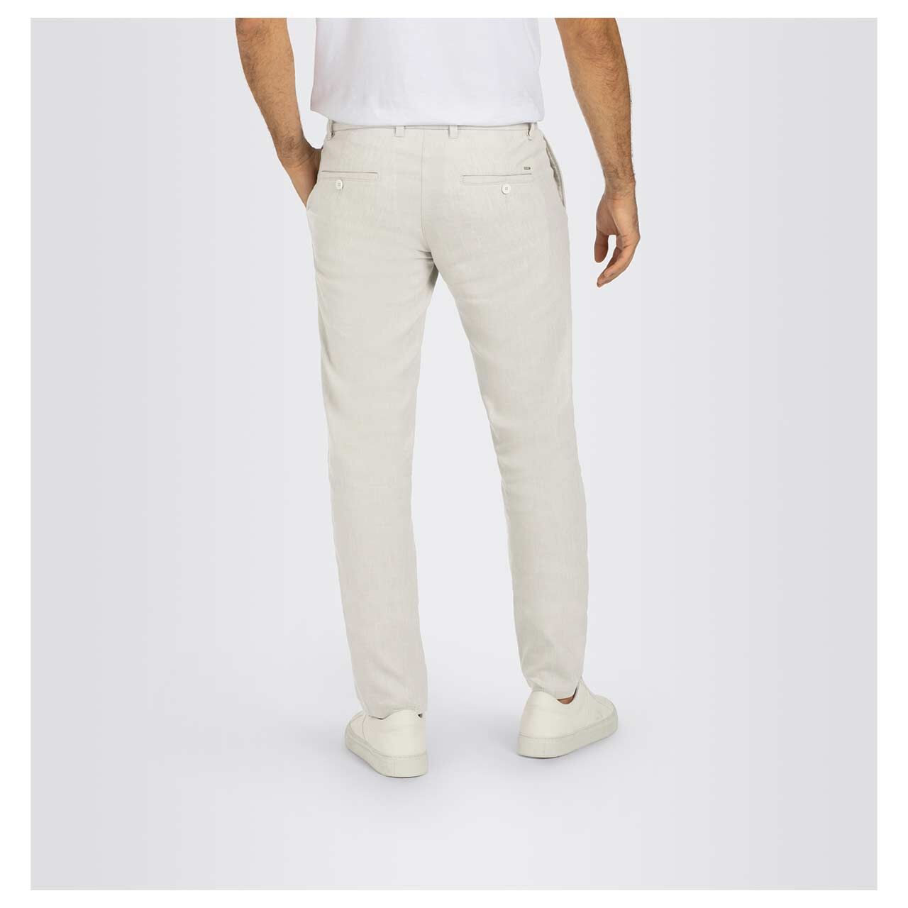 Herren Lennox Chino Leinenhose von MAC in Hellbeige, Vorderansicht am Model