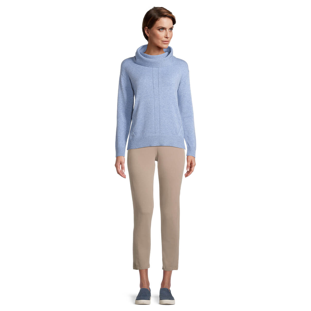 betty-barclay-pullover-patchwork-and-foil-loop-blau-30128-ganz Betty Barclay Rollkragen Pullover für Damen in Blau meliert, FarbNr.: 8710