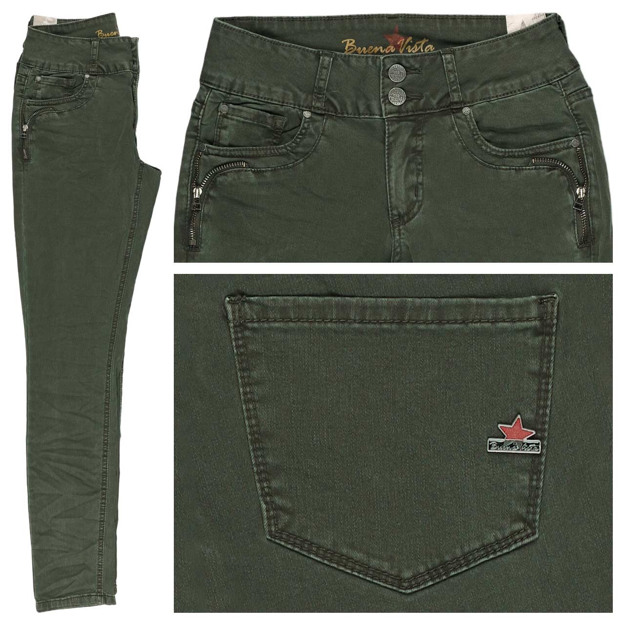 Buena Vista Tummyless-Z Cropped Stretch Twill Ankle Baumwollhose dark forest