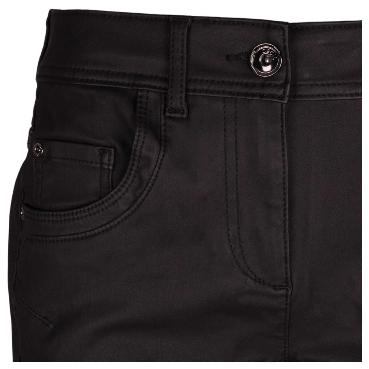 Damenjeans Toronto von Cecil in Schwarz beschichtet, detaillierte Vorderansicht