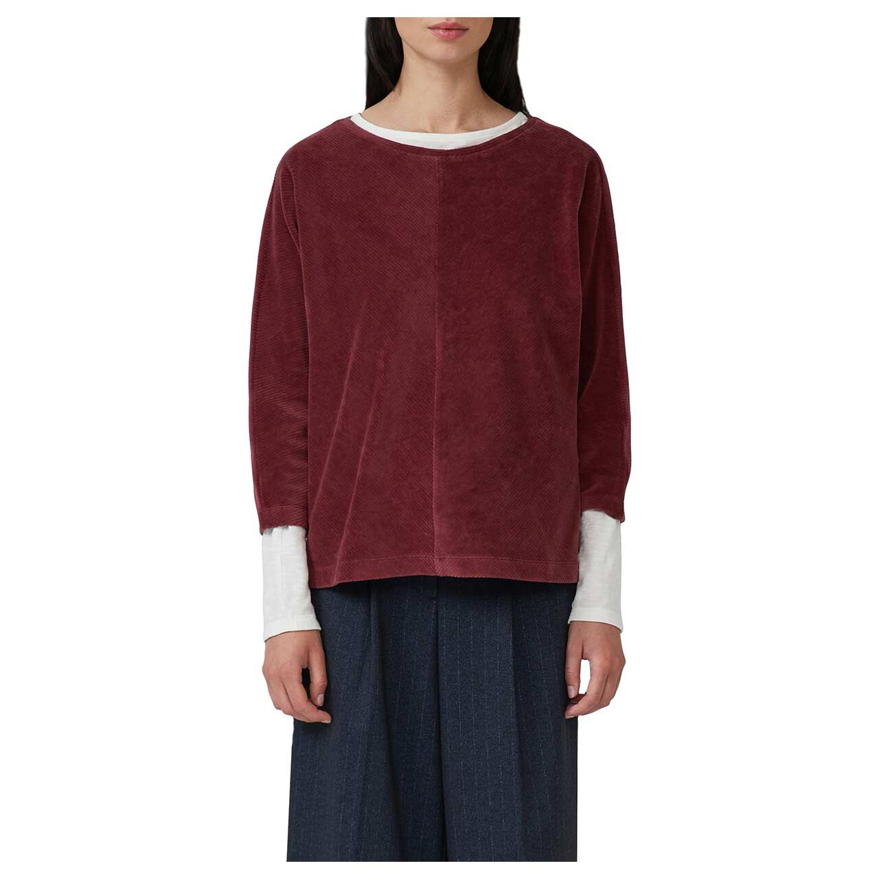 Damen 3/4 Arm Cord Sweatshirt von s.Oliver in Burgunderrot, Vorderansicht