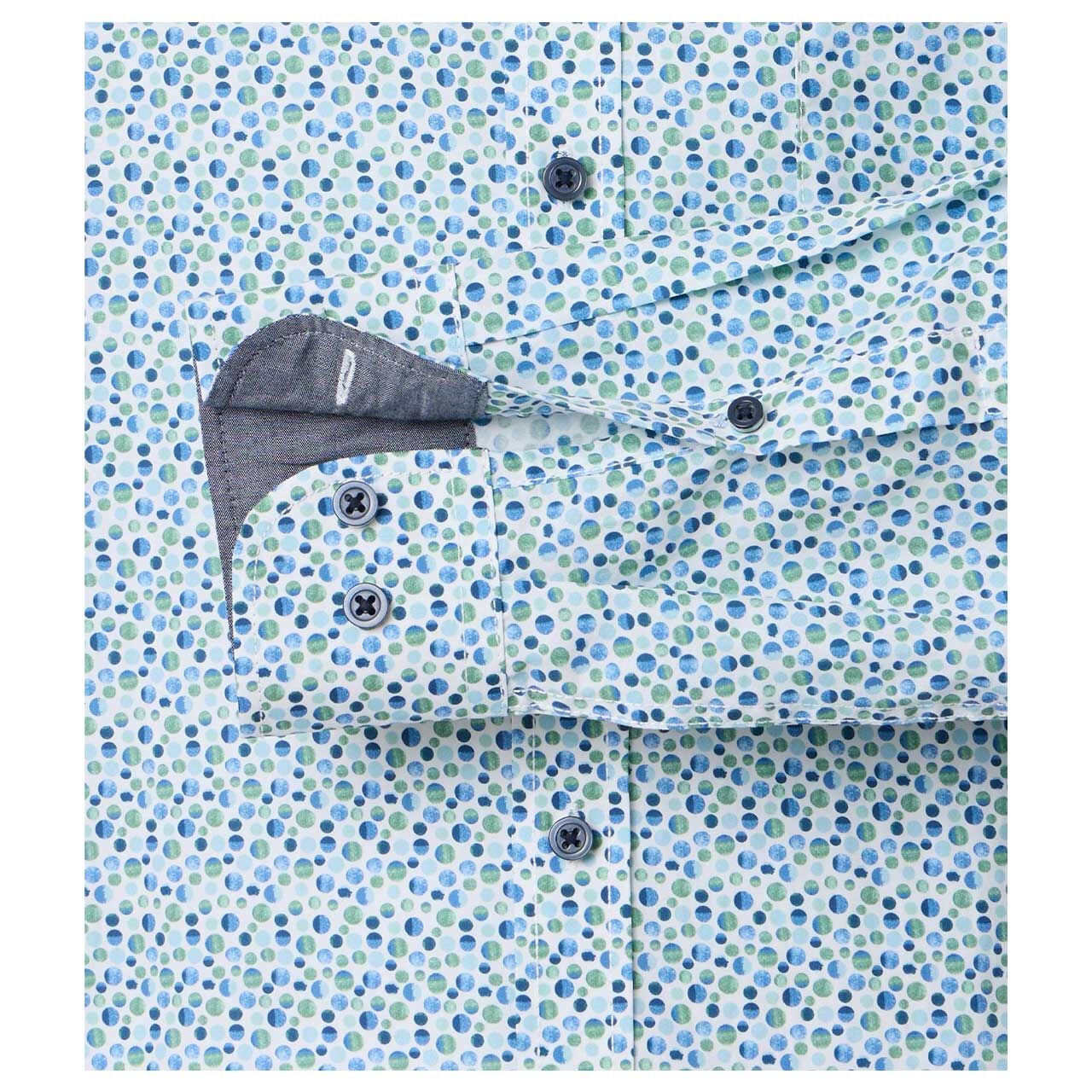 Herren Langarm Hemd von Casa Moda in Grün mit Print, Detailansicht Ärmel