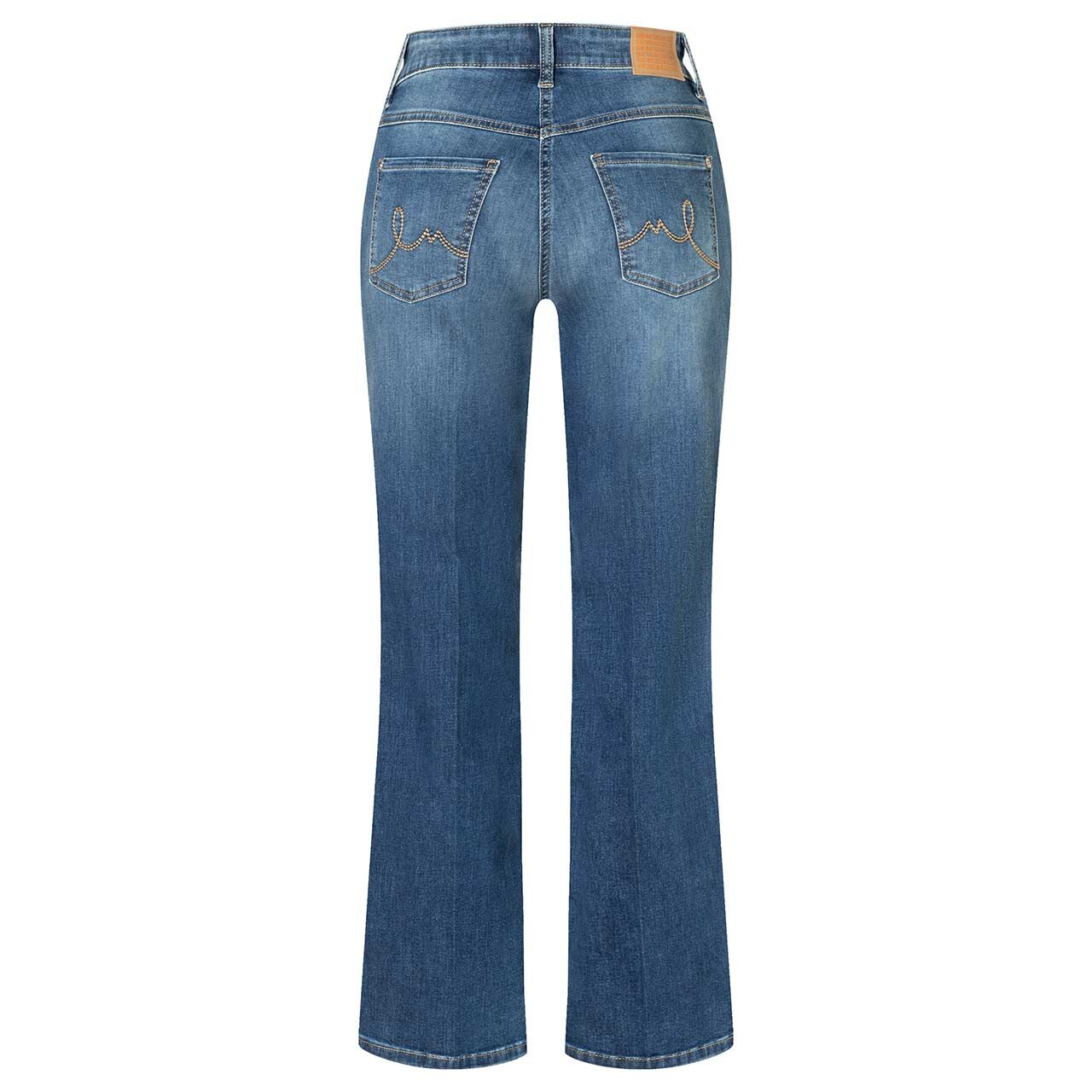 Stretch Damenjeans Laura von MAC in Blau angewaschen, Rückansicht