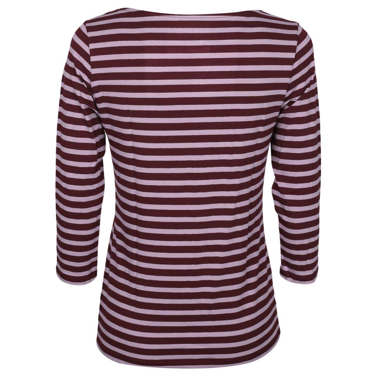 Damen 3/4 Arm Shirt von Munich Freedom in Weinrot-Lila gestreift, Rückansicht