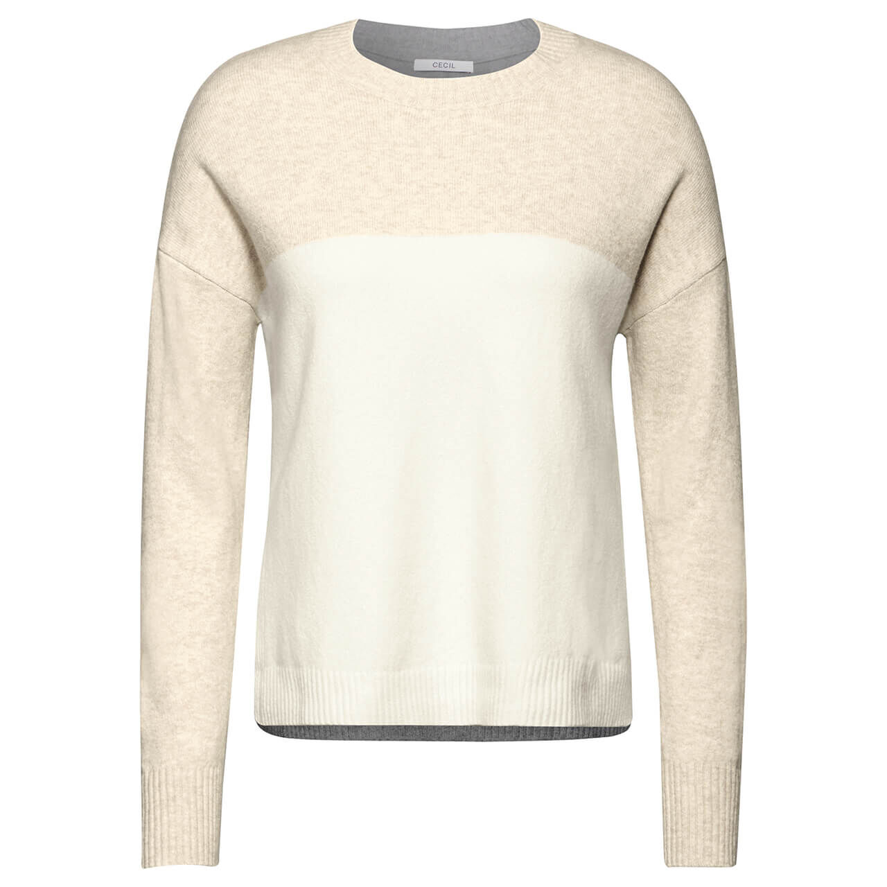 Cecil Damen Pullover Cosy Colorblock desert beige melange