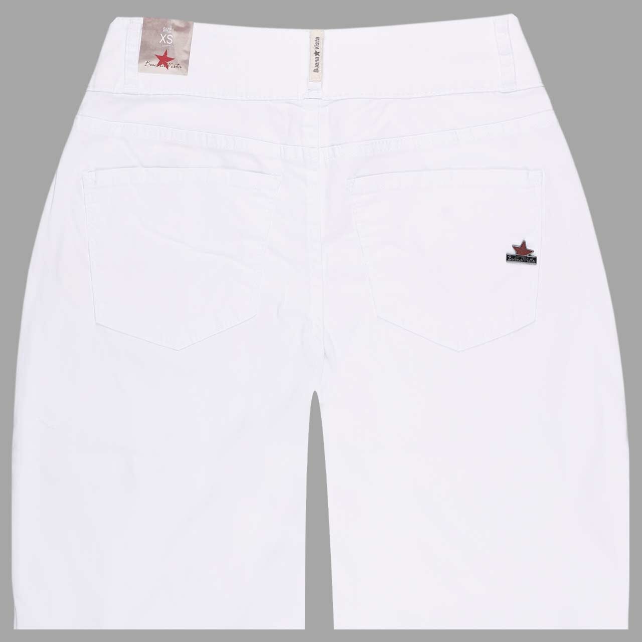 Damen Baumwollhose Tummyless-Short Stretch Twill von Buena Vista in Weiß, Rückansicht