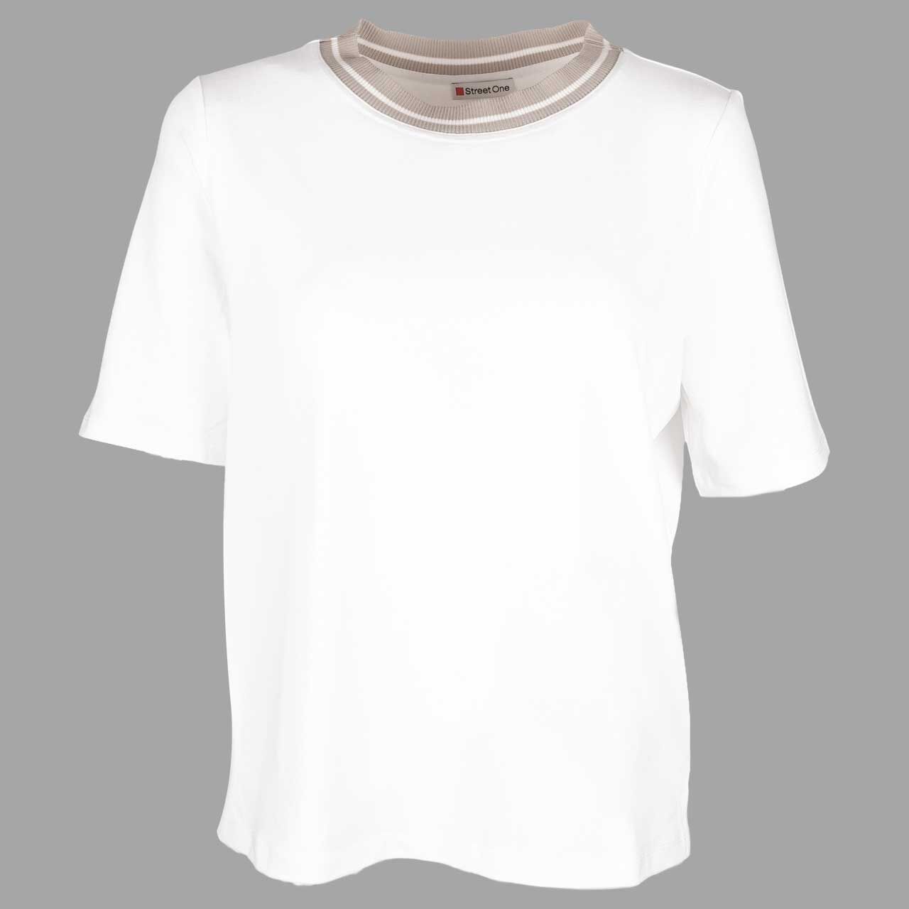 Street One Damen T-Shirt Rib Collar off white