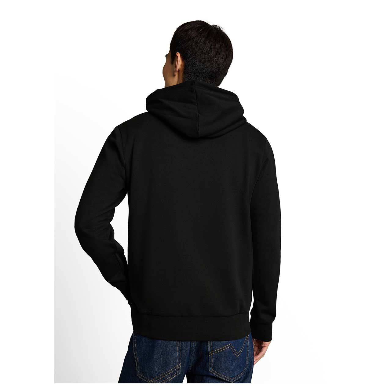 Herren Hoodie Sweatshirt von Tom Tailor in Schwarz mit Print, Rückansicht am Model