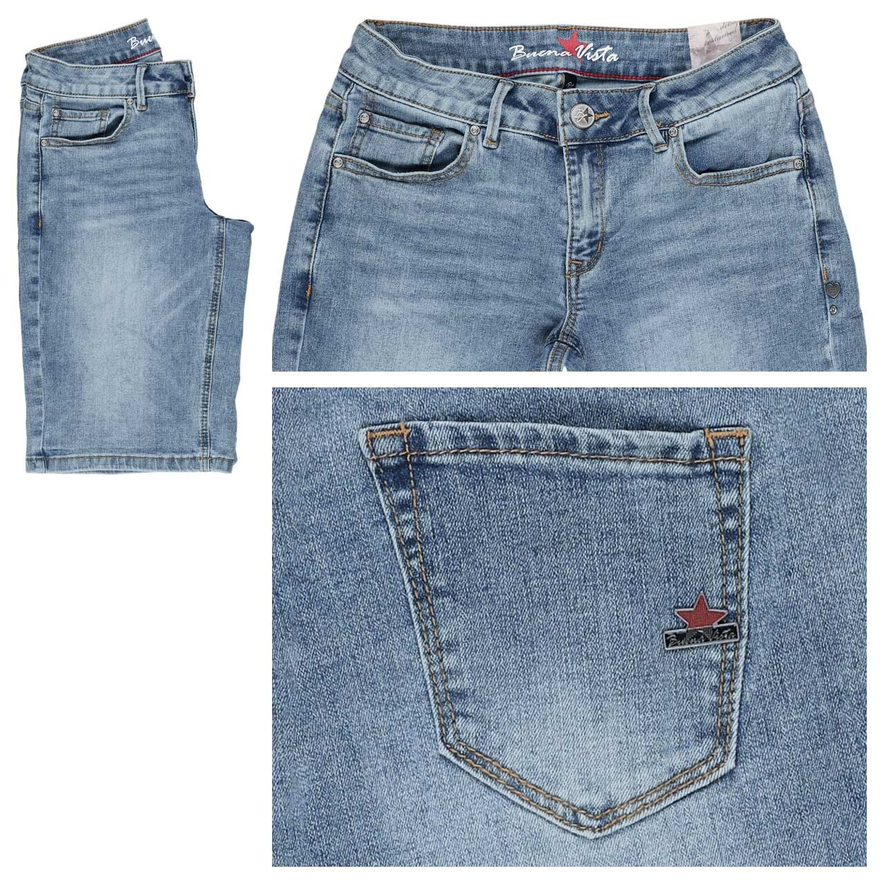 Buena Vista Italy-Short Stretch Denim Jeans light stone