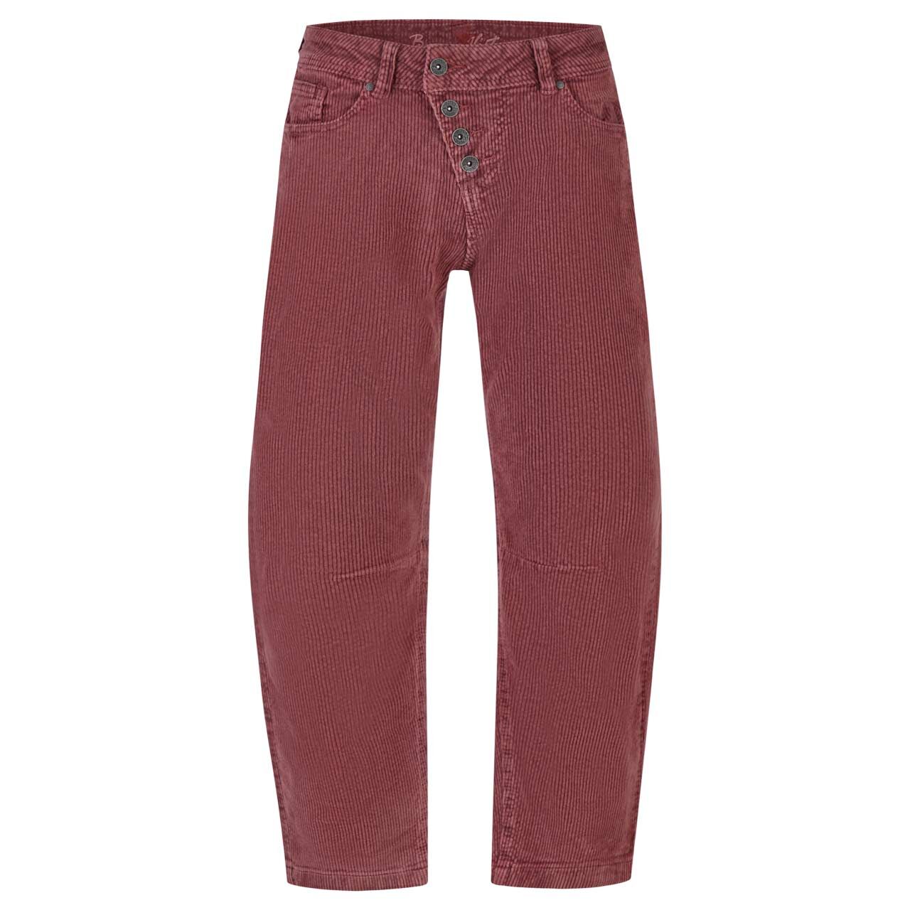 Damen Cordhose Malibu 7/8 Relaxed Corduroy von Buena Vista in Weinrot, Vorderansicht
