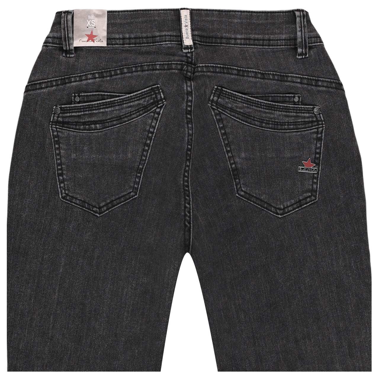Damenjeans Malibu-Zip High Stretch Denim von Buena Vista in Dunkelgrau angewaschen, detaillierte Rückansicht