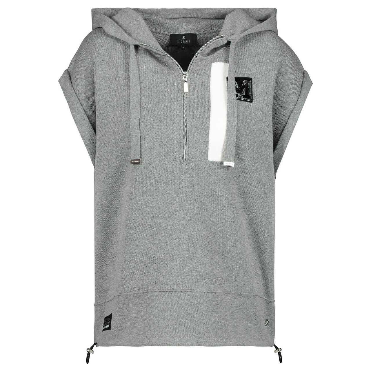 Monari Damen Kurzarm Hoodie Pullover platin melange Monari Damen Kurzarm Hoodie Pullover platin melange