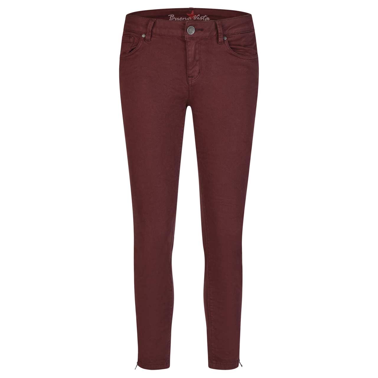 Damen Baumwollhose Italy V 7/8 Stretch Twill von Buena Vista in Burgunderrot, Vorderansicht