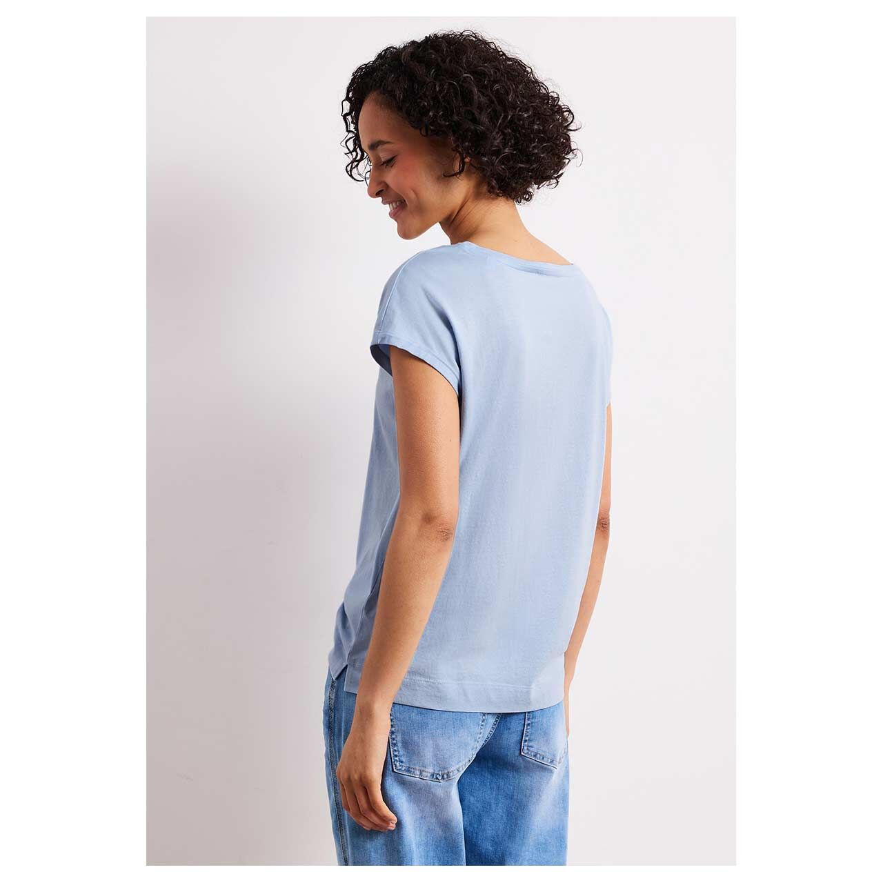 Damen T-Shirt Lady Print von Street One in Hellblau mit Print, Rückansicht am Model