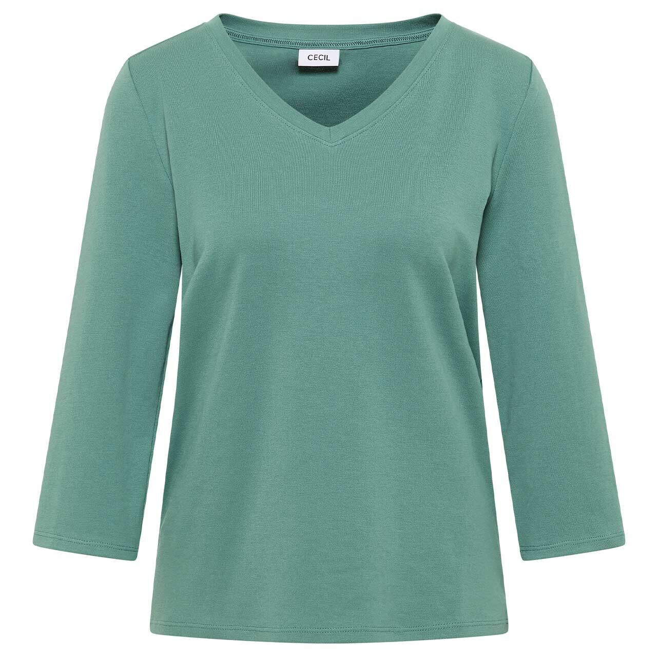 Cecil Damen 3/4 Arm Shirt Basic V-Neck jewel green