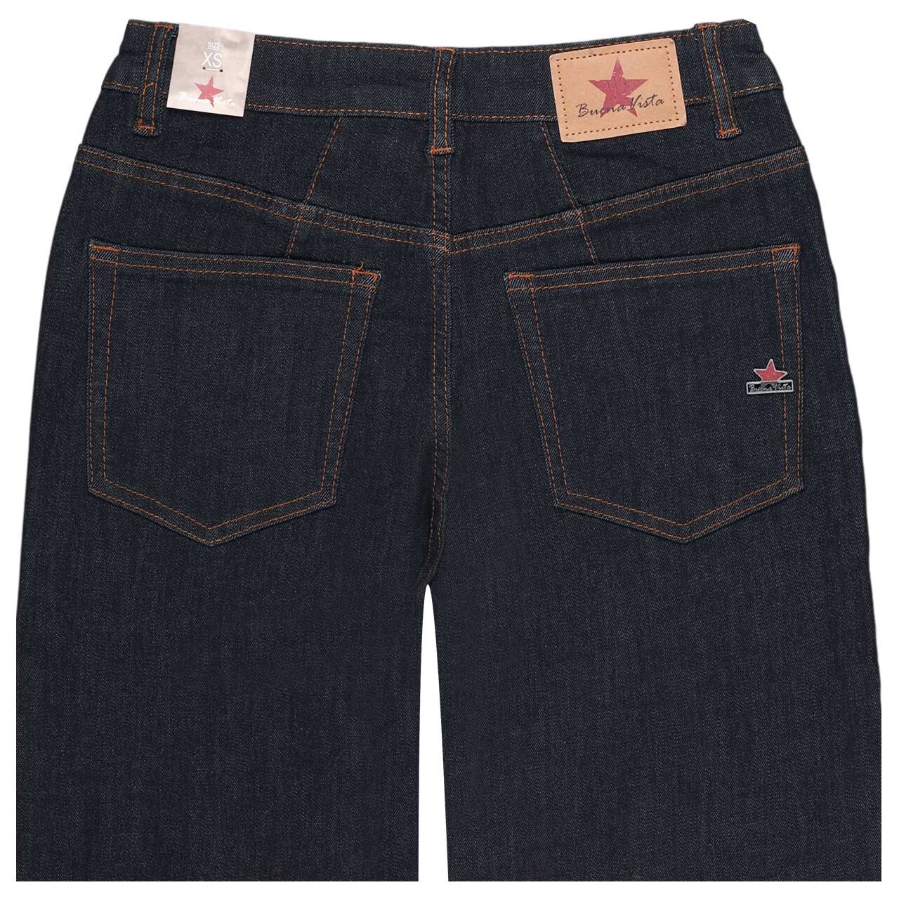 Damen Ankle Jeans Tapered Cropped Stretch Denim von Buena Vista in Dunkelblau, detaillierte Rückansicht