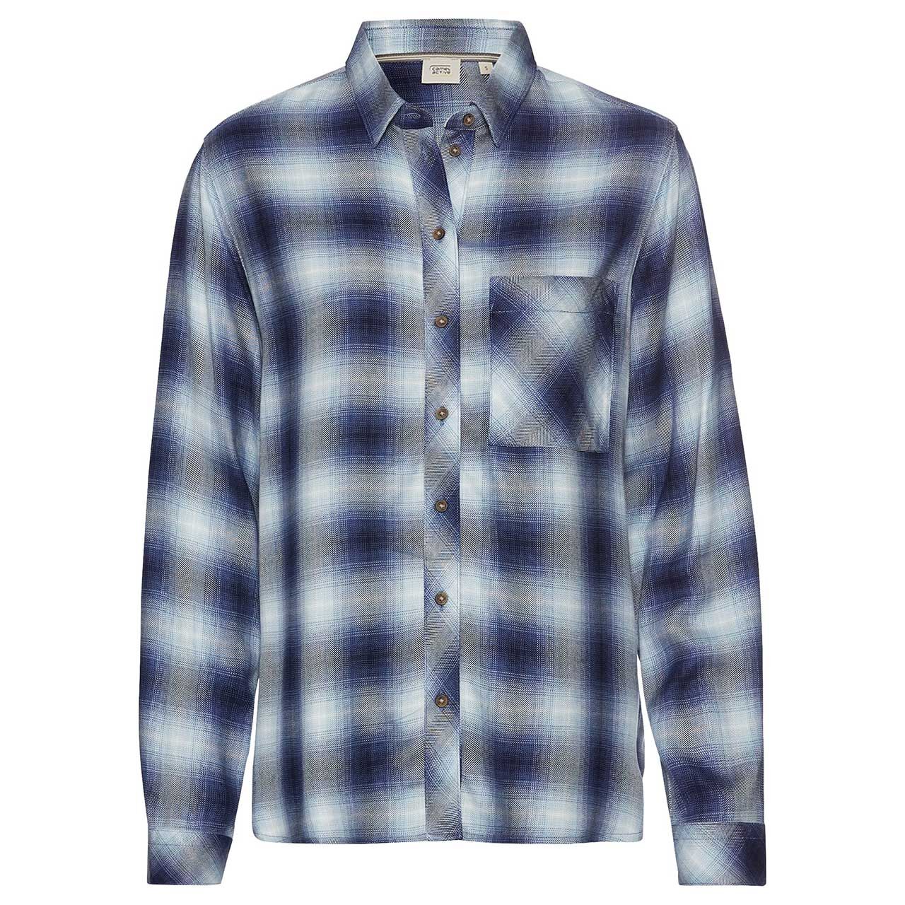 Camel active Damen Langarm Bluse blue check