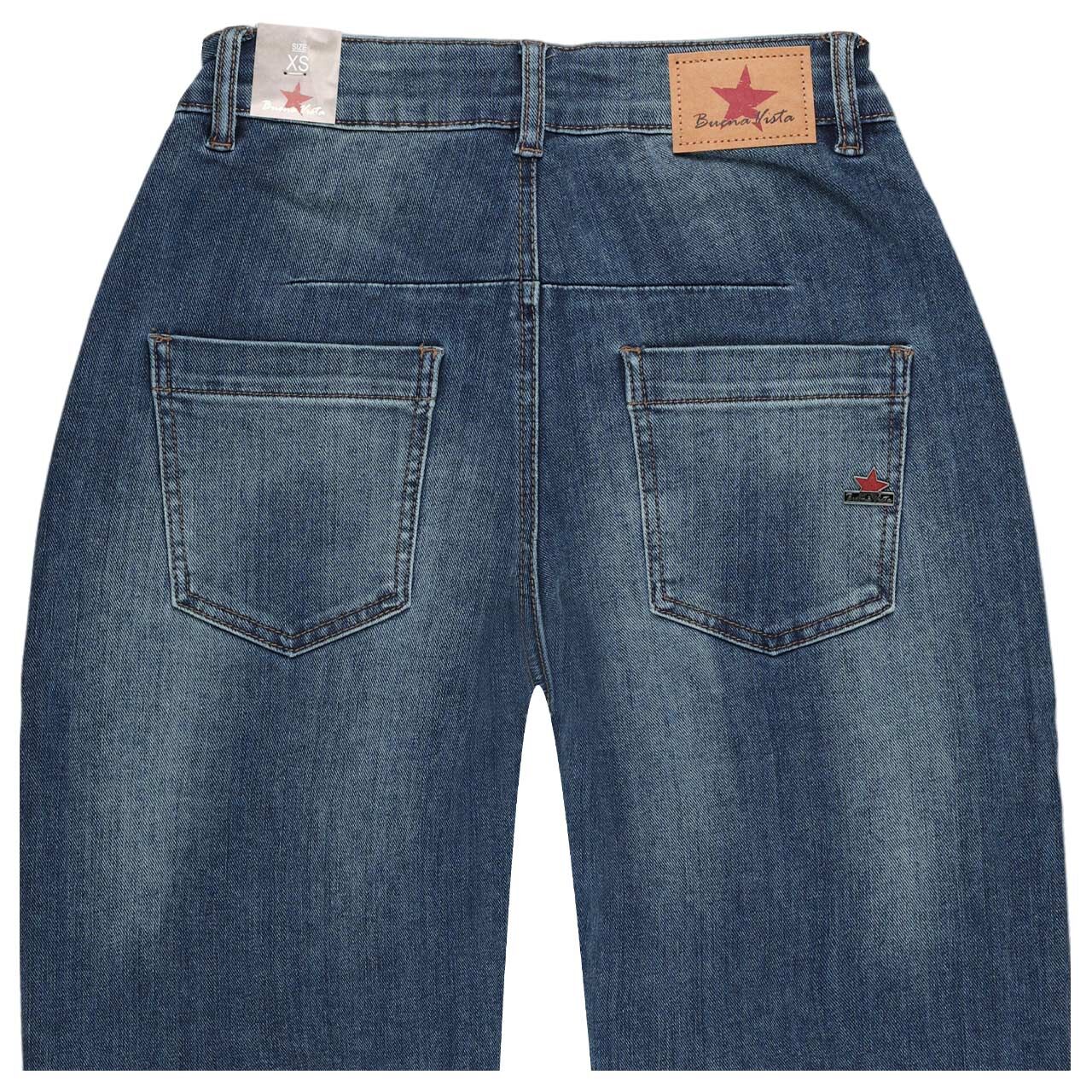 Damenjeans Barrel Worker 7/8 Stretch Denim von Buena Vista in Blau verwaschen, detaillierte Rückansicht