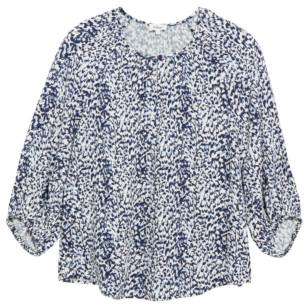 s.Oliver Damen 3/4 Arm Bluse blue print