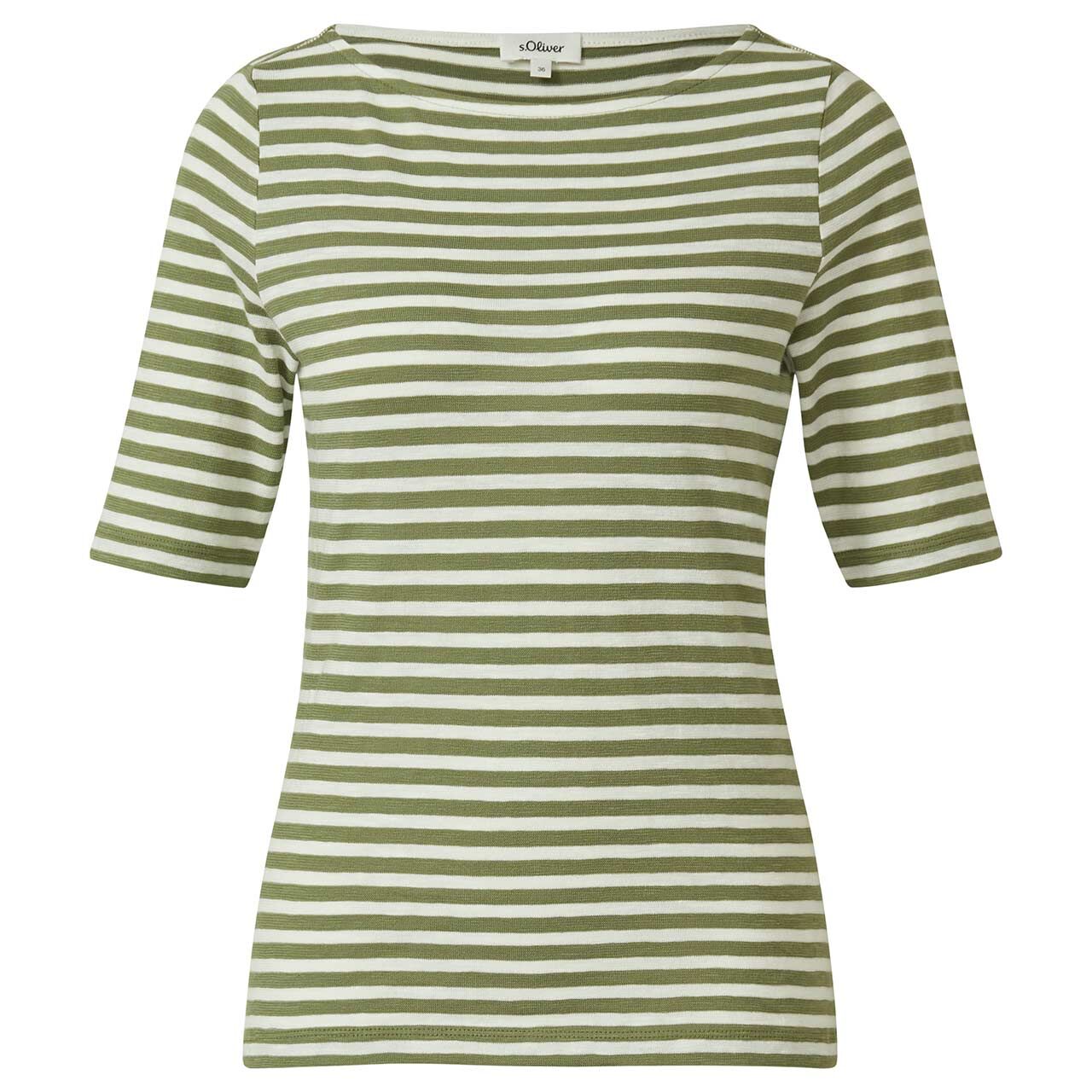 s.Oliver Damen T-Shirt khaki green stripes
