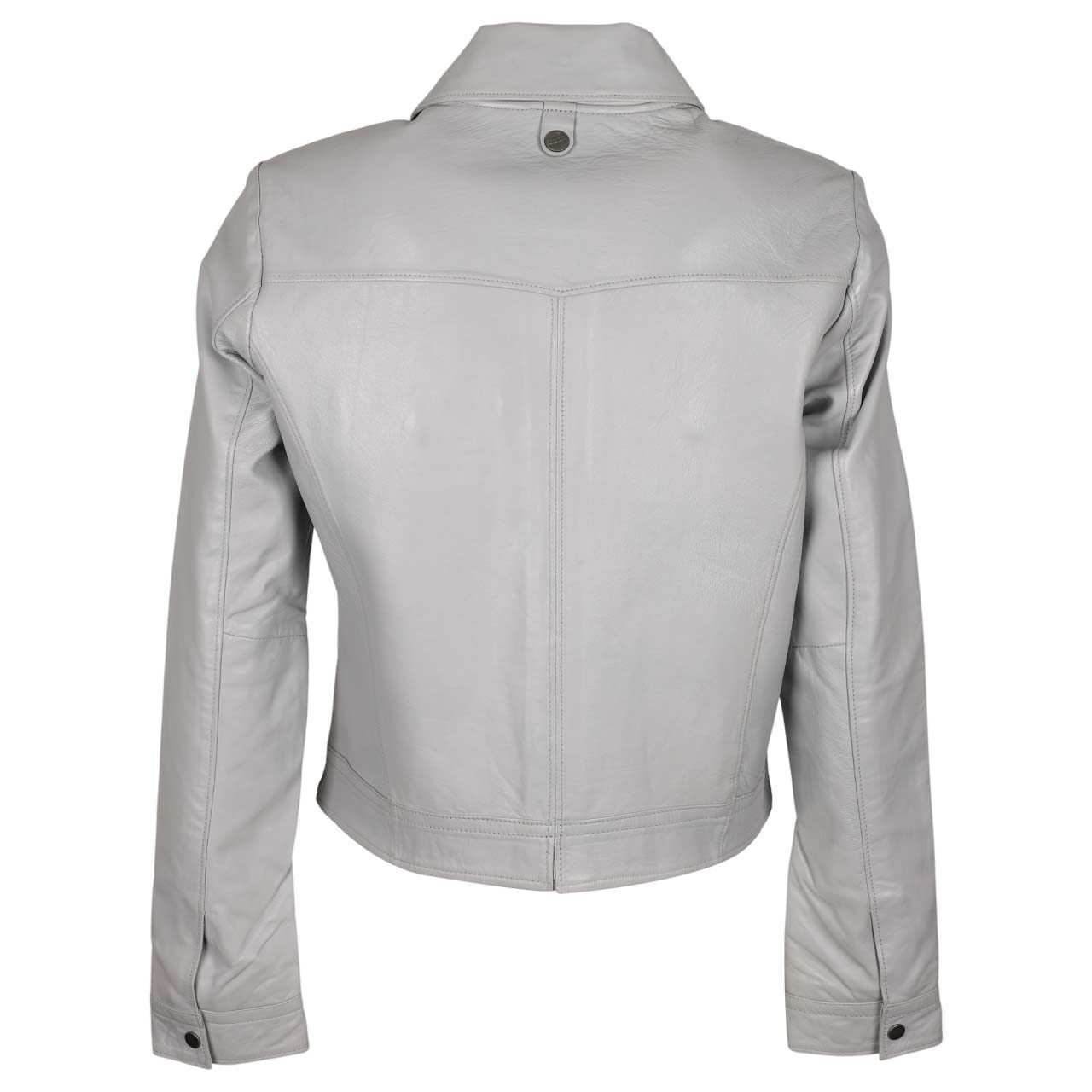 Damen Lederjacke Feodora von Mauritius in Grau-Blau, Rückansicht