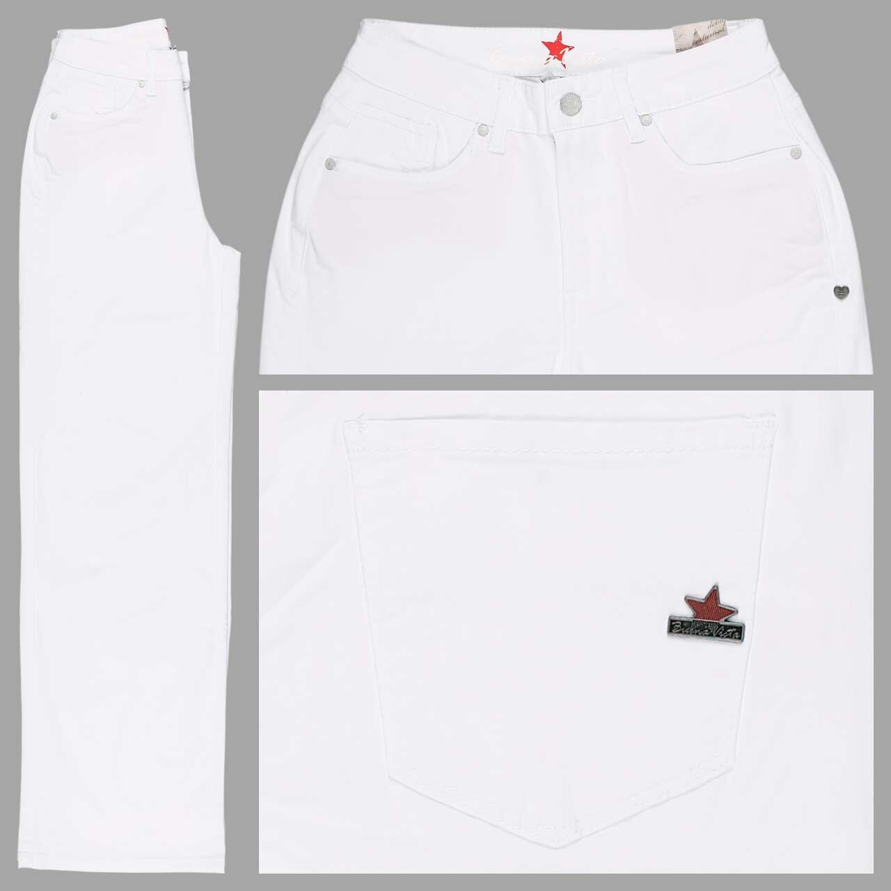 Buena Vista Wide Leg Stretch Summer Twill Baumwollhose white