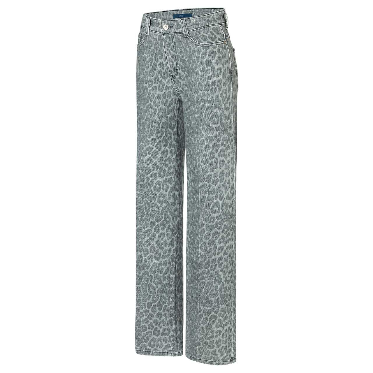 Stretch Damenjeans Wide von MAC in Grau mit Print, Seitenansicht