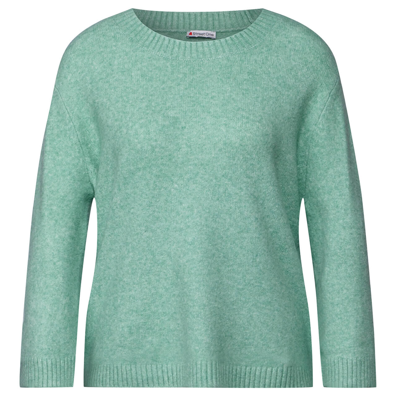 Street One Damen 3/4 Arm Pullover Cosy Round Neck Sweater sunlit green melange Street One Damen 3/4 Arm Pullover Cosy Round Neck Sweater sunlit green melange