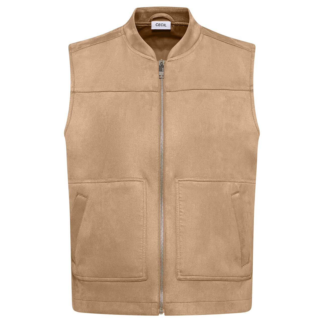 Cecil Damen Weste Velour Blouson Vest golden camel