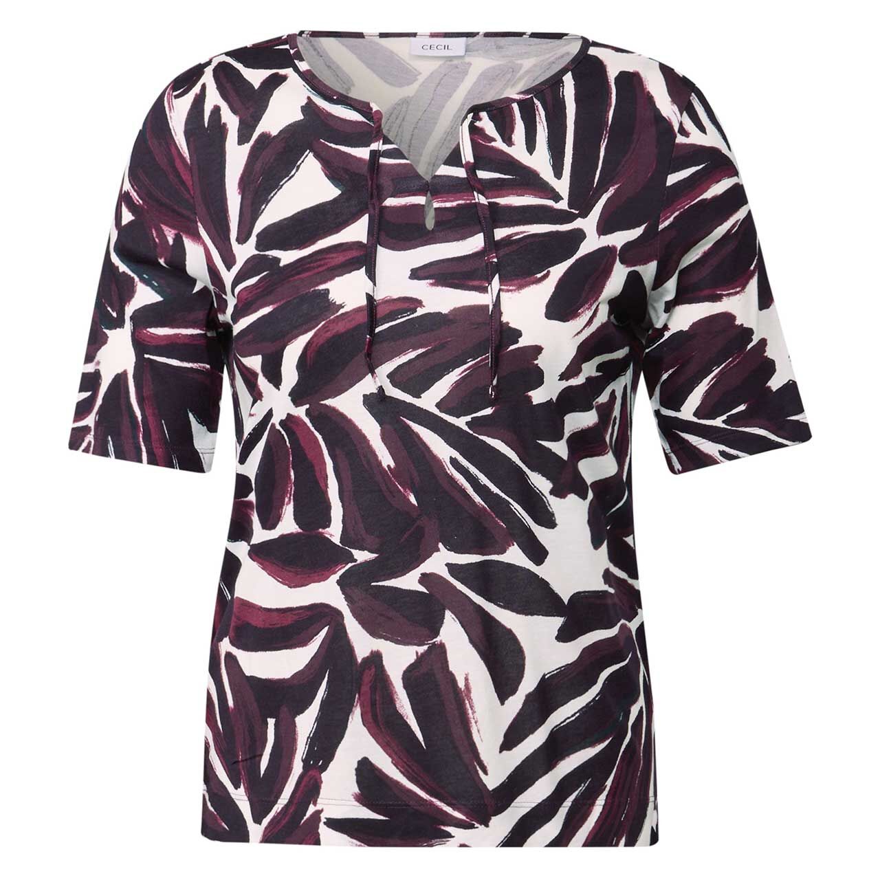 Cecil Damen T-Shirt Big Leaf Tunic mulberry red