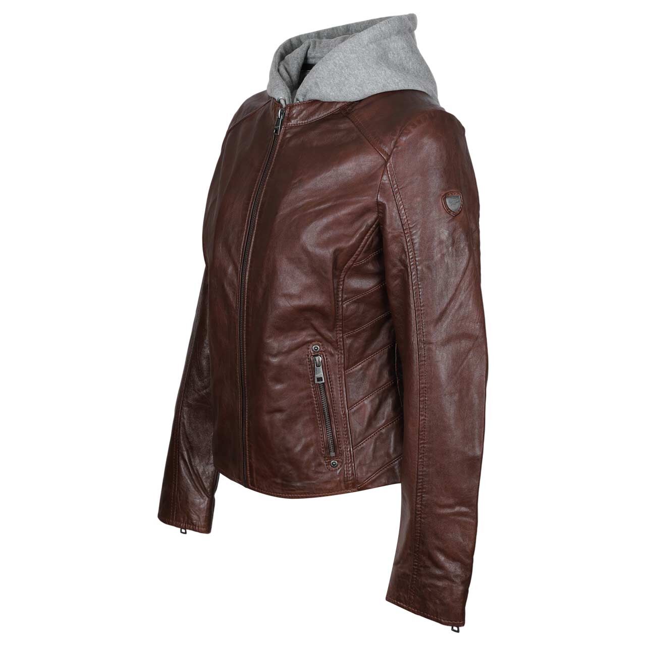Damen Lederjacke Alva von Mauritius in Braun, Seitenansicht