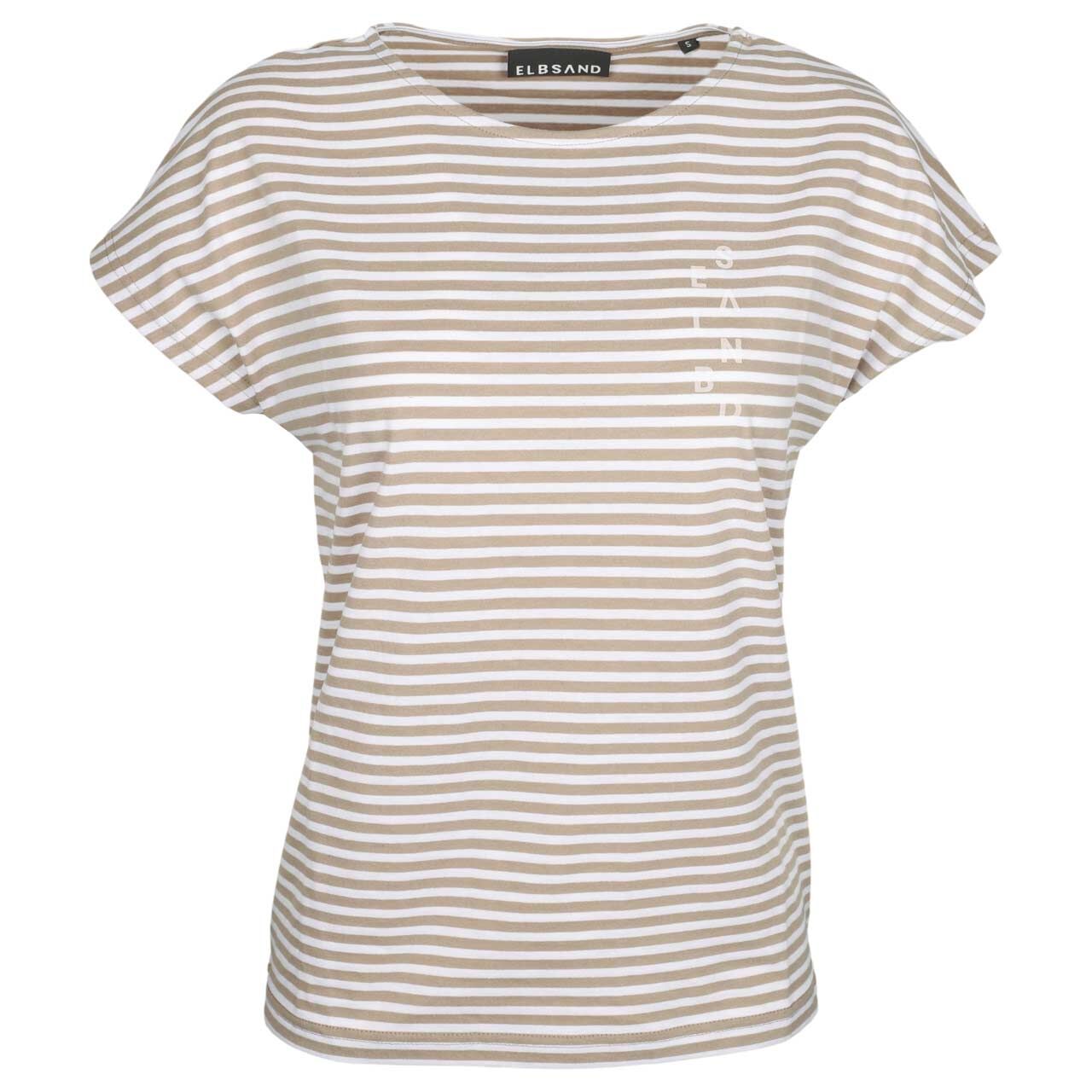 Elbsand Damen T-Shirt Selma camel bright white stripe