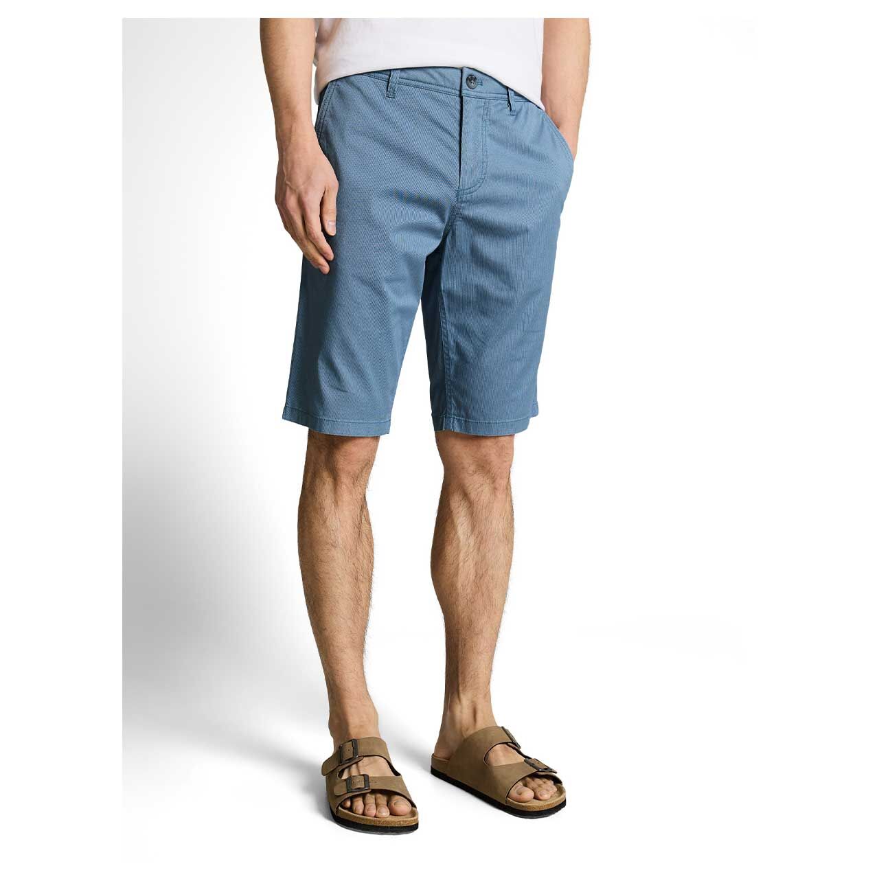 Herren Chino Baumwoll Bermuda von Tom Tailor in Hellblau mit Print, Vorderansicht Model