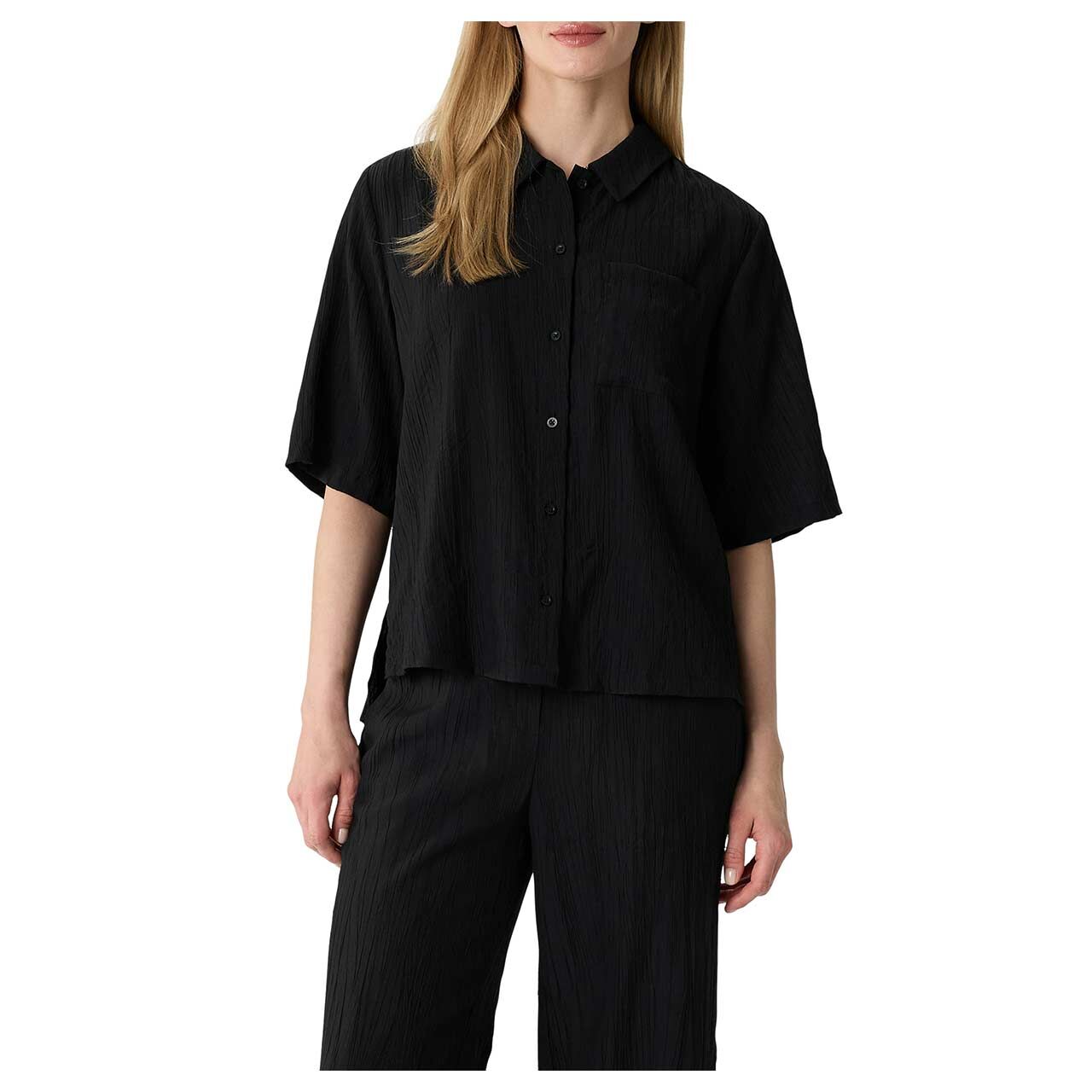 Comma Damen Kurzarm Bluse black