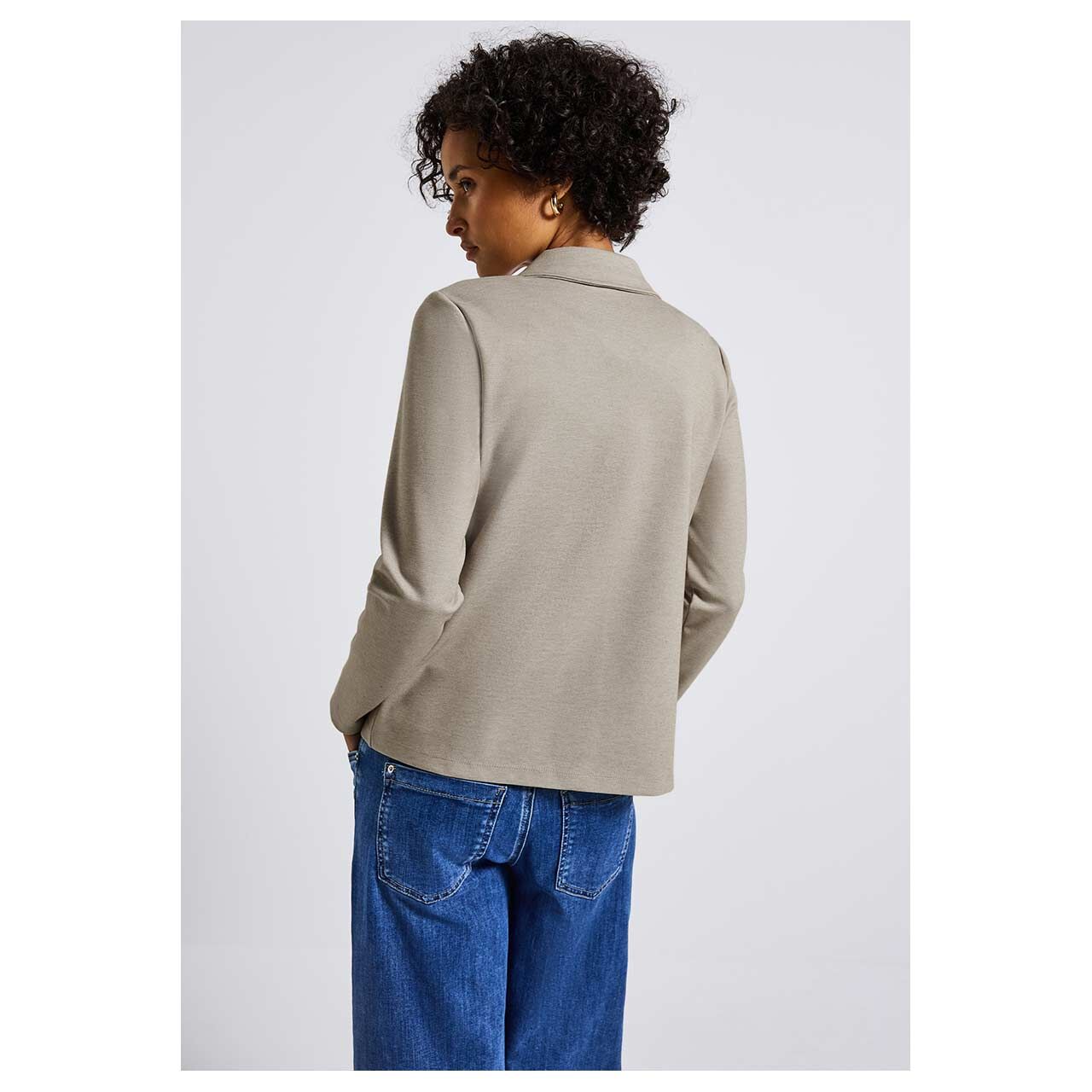 Damen Blazer Basic von Street One in Beige meliert, Rückansicht am Model