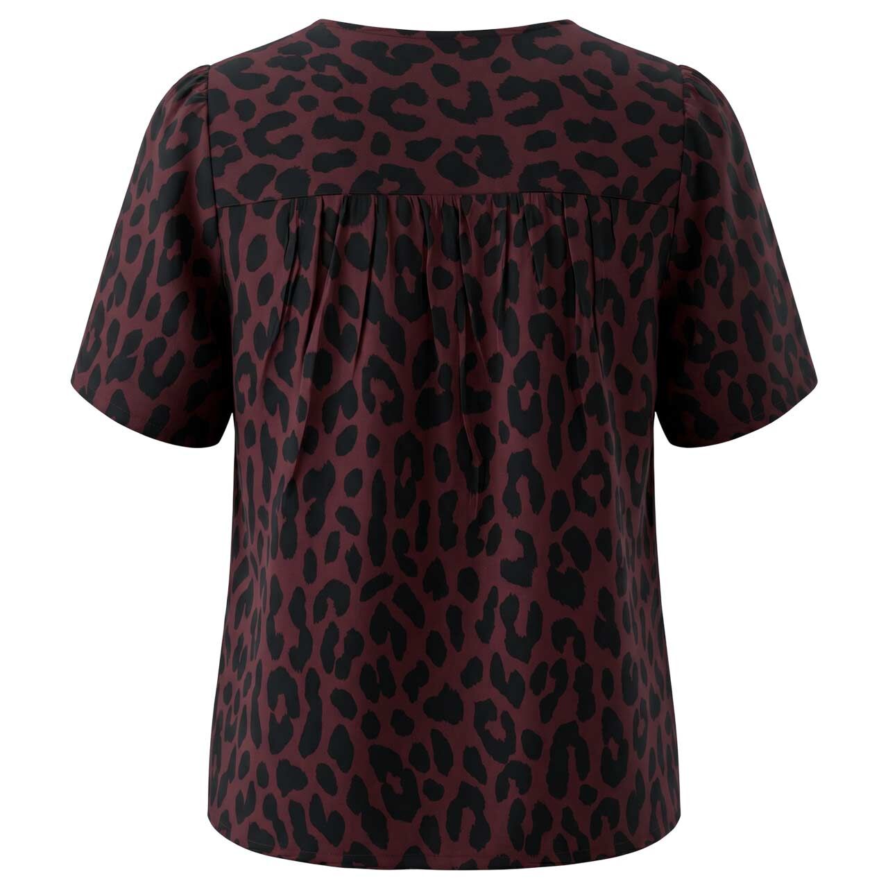 Damen Kurzarm Bluse Buttoned V-Neck von Street One Studio in Lila mit Print, Rückansicht