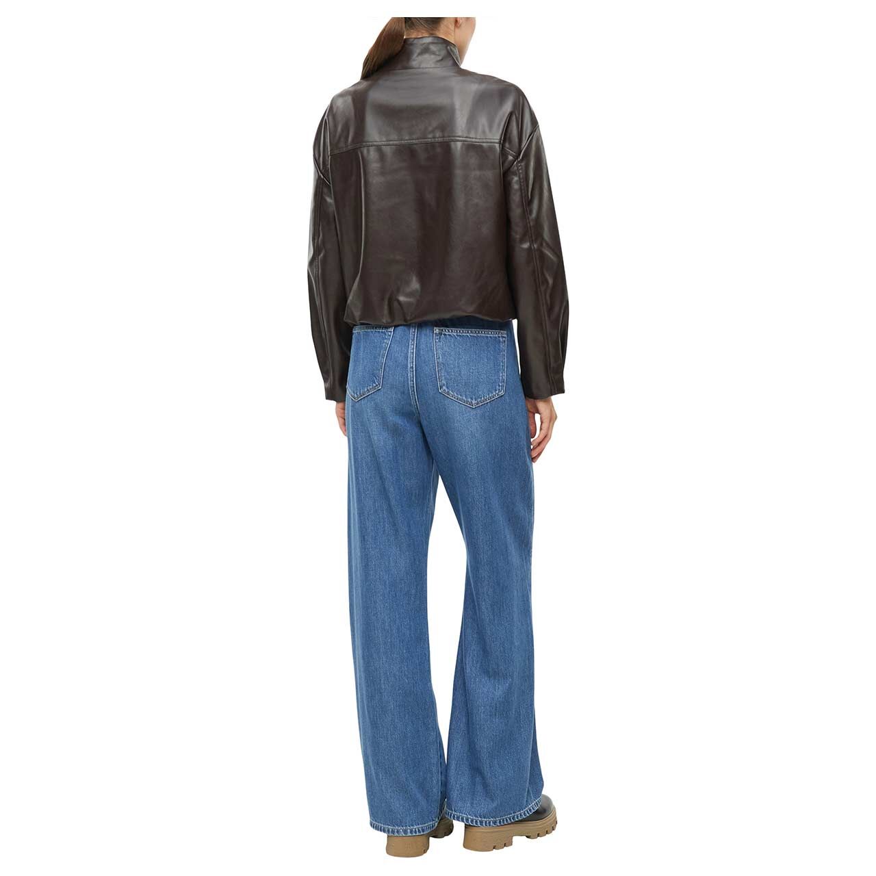 Damen Lederjacke von s.Oliver in Dunkelbraun, Rückansicht am Model