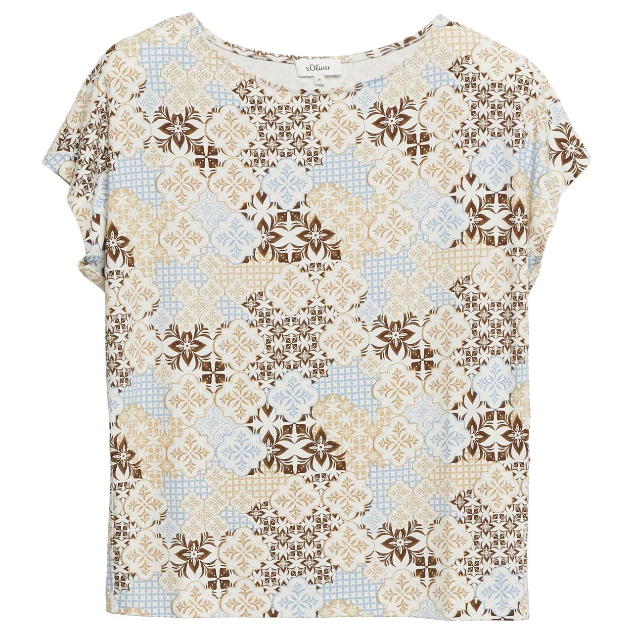 s.Oliver Damen T-Shirt teak brown allover print