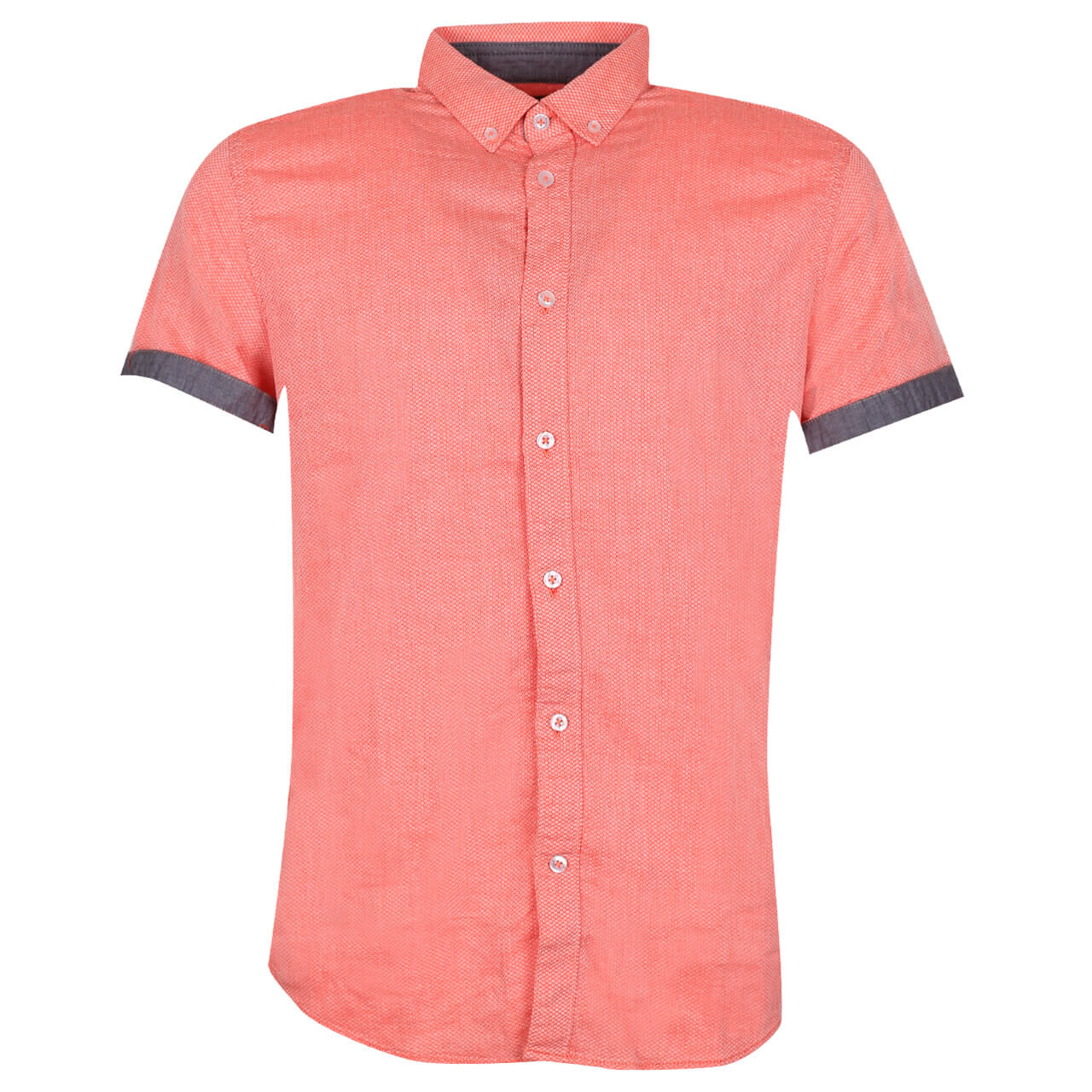 tom-tailor-fitted-waffle-structure-shirt-herren-rot-29623 Tom Tailor 1/2 Hemd für Herren in Hellrot mit Print, FarbNr.: 29623