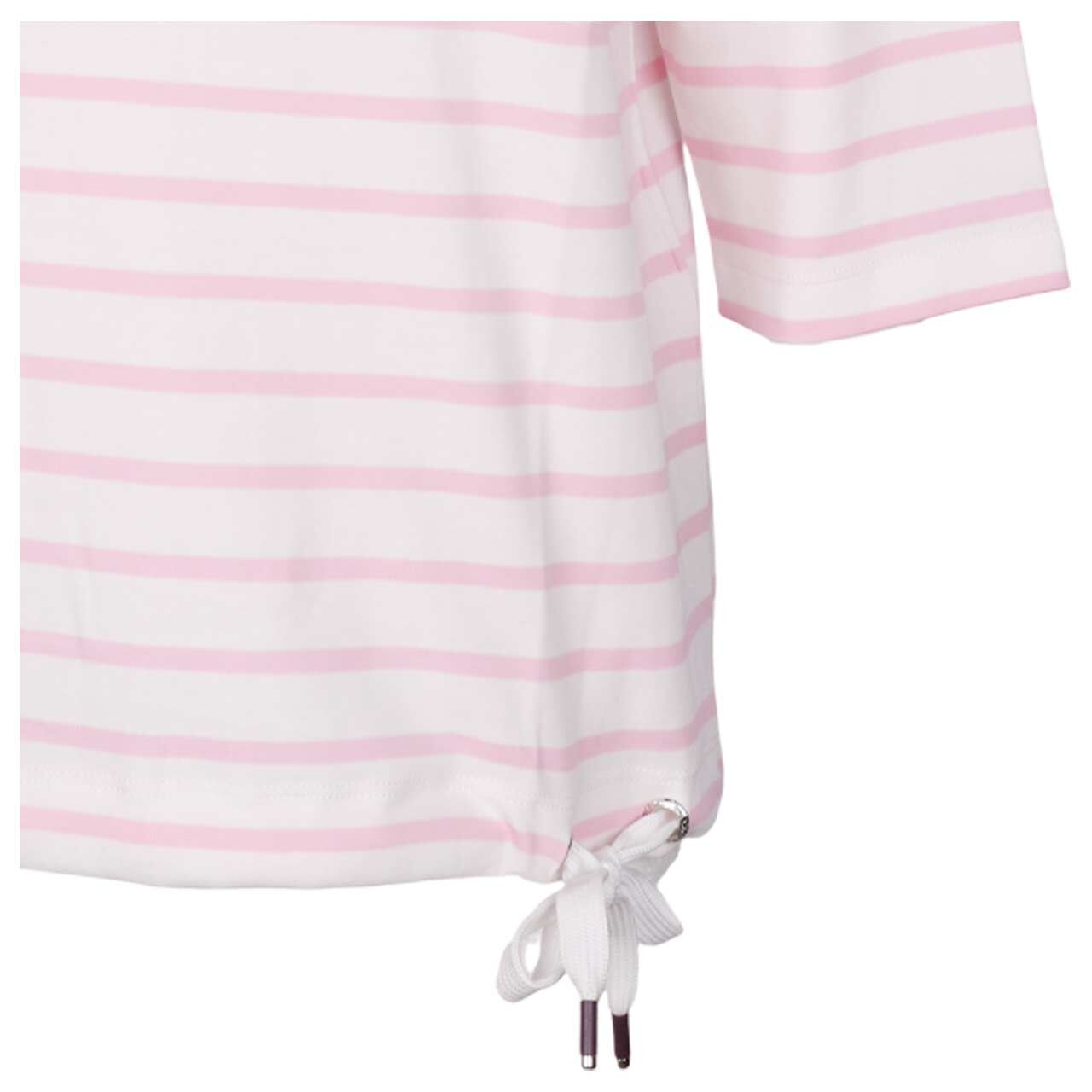 Damen 3/4 Arm Shirt Striped Fleurs von Cecil in Rosa gestreift, Detailansicht Saum
