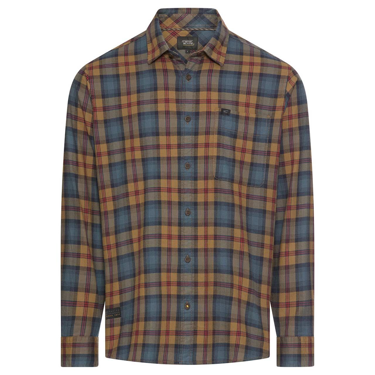 Camel active Herren Langarm Hemd tinted blue check