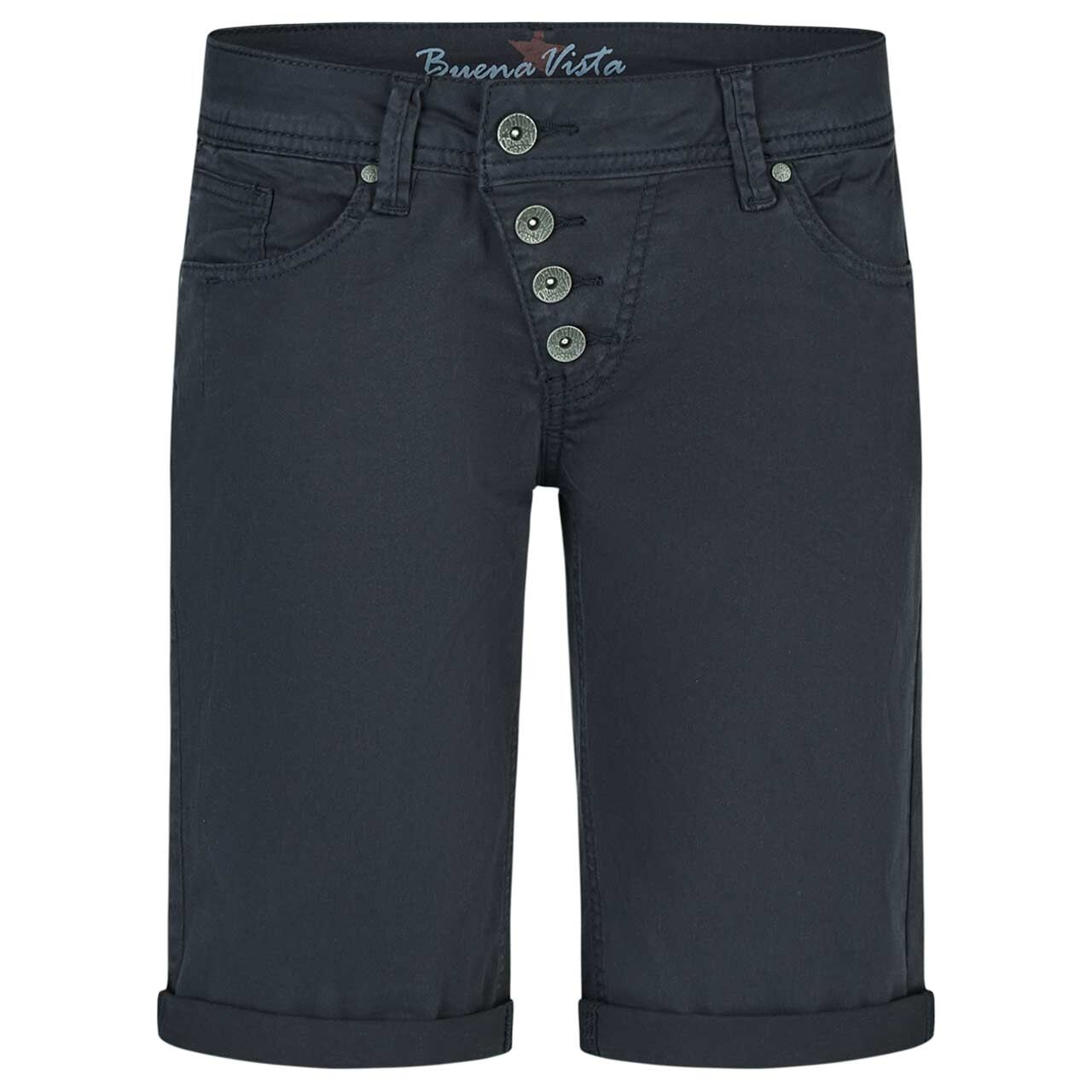 Stretch Twill Baumwollhose Malibu-Short von Buena Vista in Dunkelblau, Rückansicht an der Puppe