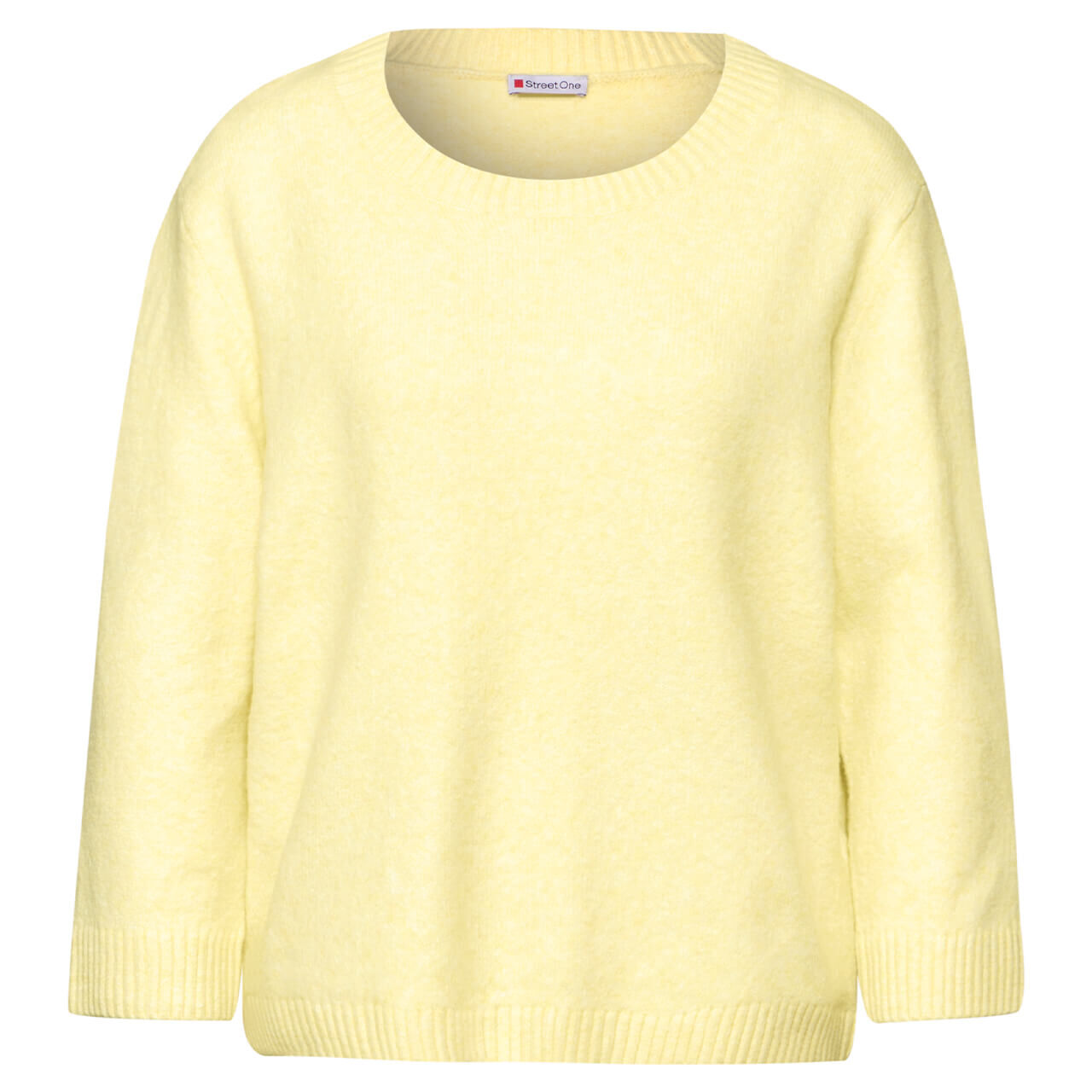 Street One Damen 3/4 Arm Pullover Cosy Round Neck Sweater mellow yellow melange