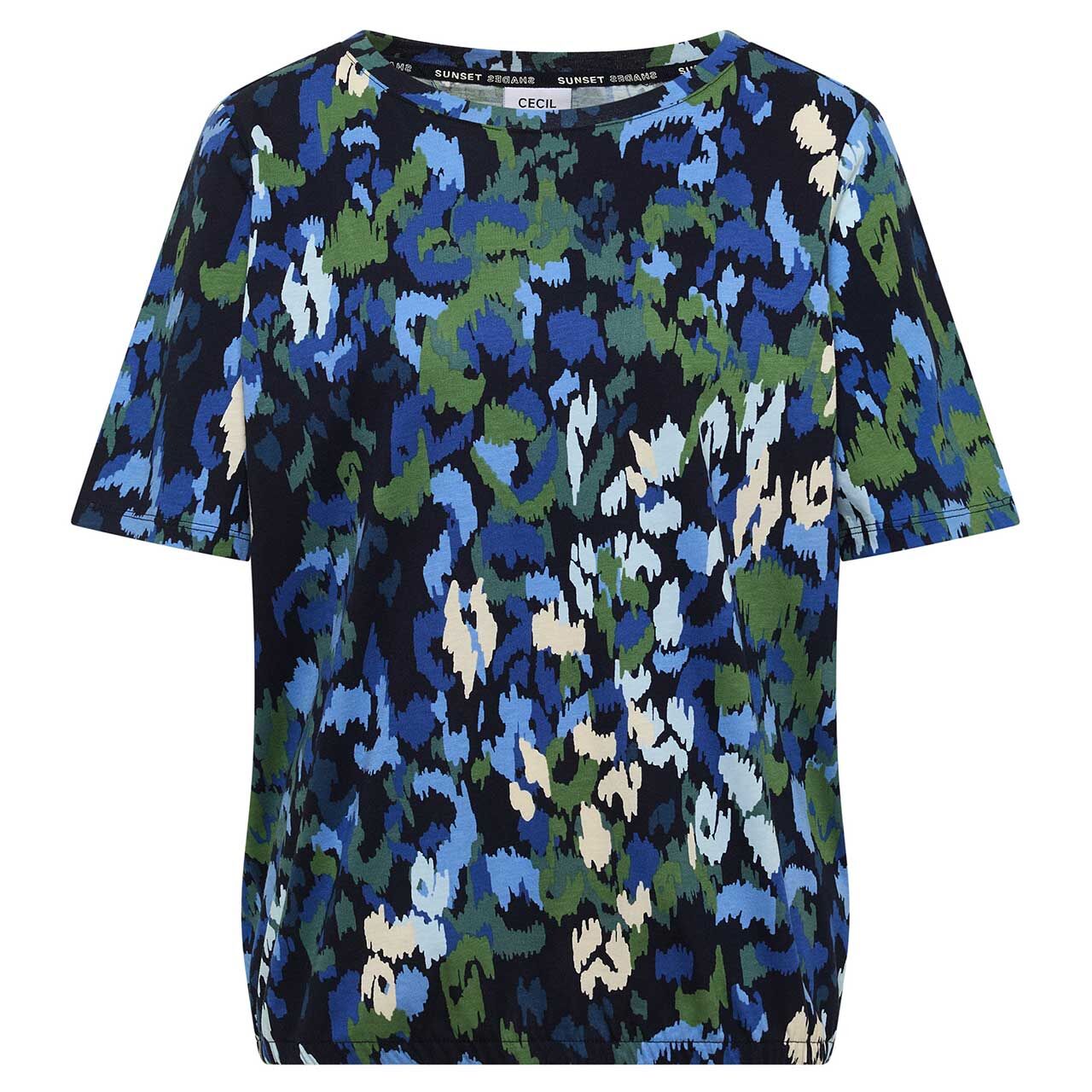 Cecil Damen T-Shirt Multi urban dark blue alloverprint