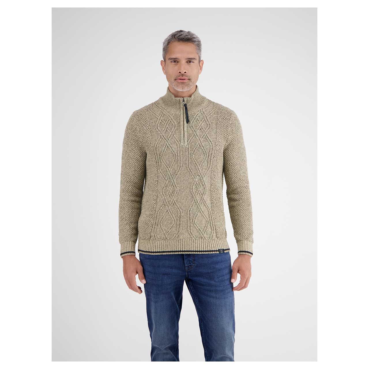 Herren Pullover von Lerros in der Farbe Beige meliert, Vorderansicht am Model