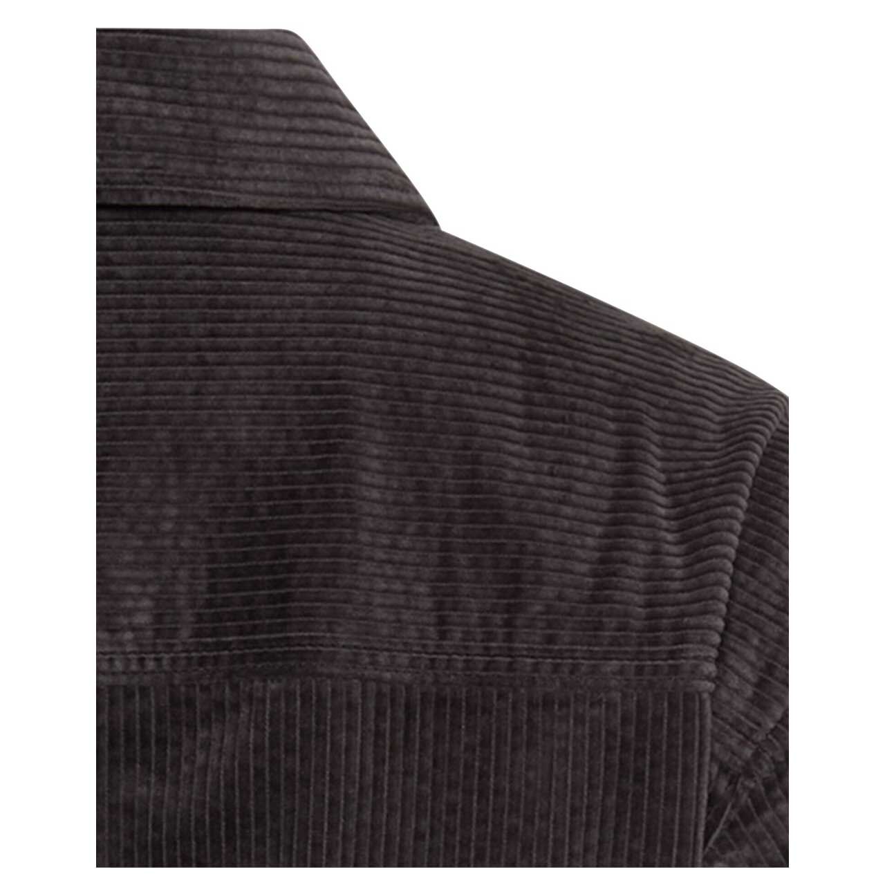 Damen Langarm Cord Bluse von Camel active in Dunkelgrau, detaillierte Rückansicht