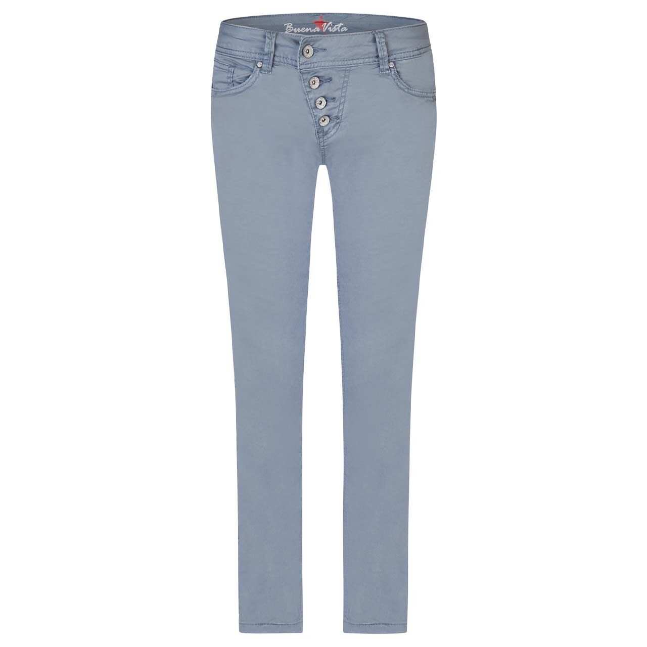 Damen Ankle Baumwollhose Malibu Cropped Stretch Twill von Buena Vista in Rauchblau, Vorderansicht
