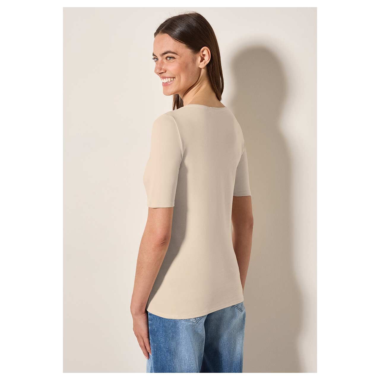 Cecil Damen T-Shirt Lena smooth sand beige