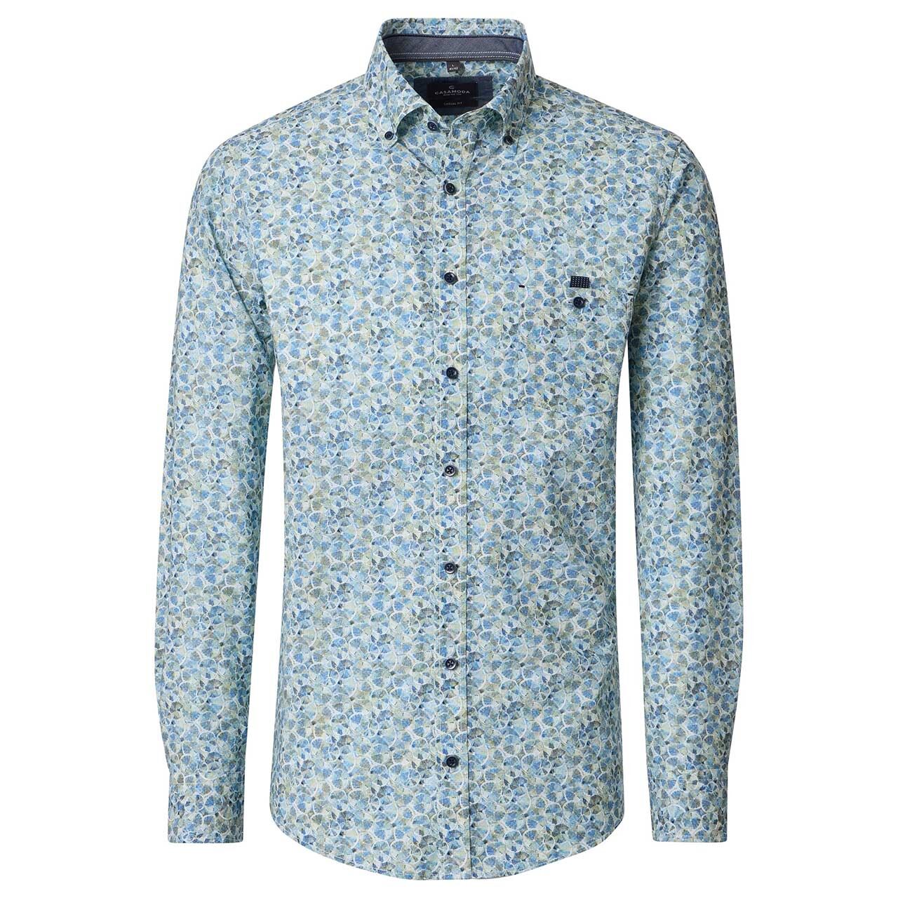 Casa Moda Herren Langarm Hemd green print